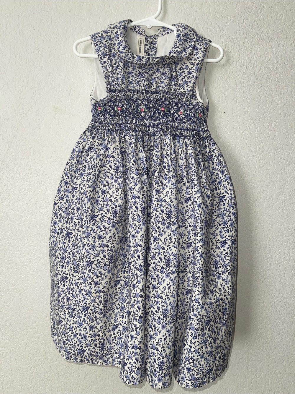Smocked Blue Floral Kids Dress